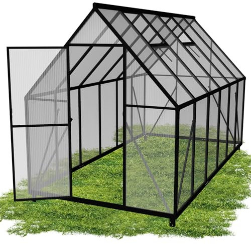 QEENTOE Gewächshaus Aluminium mit Fundament & Dachfenster Tomatenhaus wetterfest rostfrei Treibhaus Anzuchthaus temperaturbeständig Frühbeet Pflanzenhaus für Tomaten, Gemüse & Pflanzen - 310x250x205cm