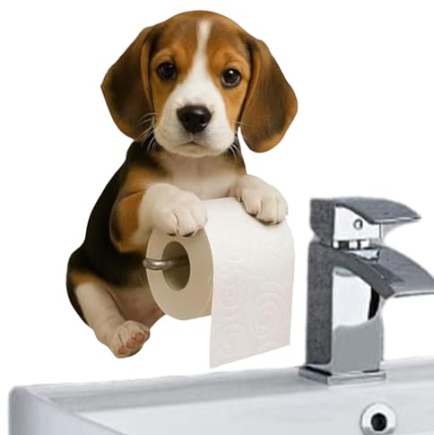 JIEBWCHA Hund Toilettenpapierhalter 22x16x12cm Harz Lustiger Papiertuchhalter Zum Einfachen Ausgeben Realistischer Niedlicher Freistehender Für Badezimmer, Küchen Oder Schlafzimmer