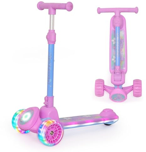 Nattork Scooter Kinder Roller, 3 Räder Kinderroller mit Breitem Rutschfestem Deck und T-Bar-Griff, Balance-Trainings-Roller mit Höhenverstellbarer für Kinder ab 3 Jahren, Maximale bis zu 100kg