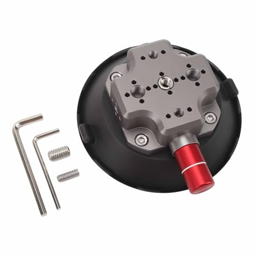 QWUUYEC Saugnapf Kamerahalter 4,7 Zoll, Aluminiumlegierung und Silikon, Metall Car Mount mit 1/4 3/8 Zoll Gewindebohrungen - Starke Saugleistung, 360 Grad Rotation, Für Action Kameras und DSLR