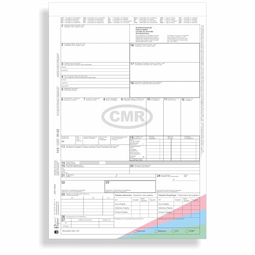 PaperXpert CMR Frachtbrief x 500 | 4-fach selbstdurchschreibend | Trennsatz für internationalen Güterverkehr | Premium Markenqualität | nach neuestem ADR-Standard - Made in Germany