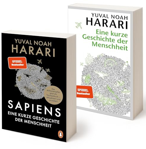 Yuval Noah Harari Bücher-Set – Sapiens & Eine kurze Geschichte der Menschheit - 2 Spiegel Bestseller in einem Band + exklusives Lesezeichen - Weltgeschichte einfach erklärt