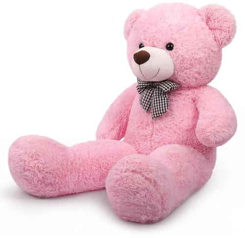 Sausudols XL Ourson Ours en Peluche 110 cm de Hauteur - Ours en Peluche géant Teddy Cadeau pour Anniversaire, Noël et Saint-Valentin Rose