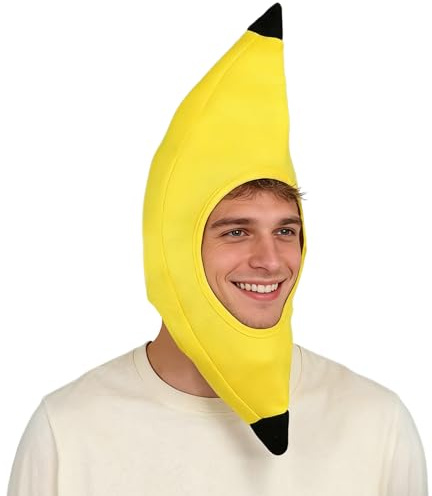 GYIOFAI Cappello a banana, divertente cappello giallo a banana, da uomo e da donna, accessorio per cosplay, feste a tema, accessori per costumi, addio al celibato, pub, gattonare, Halloween