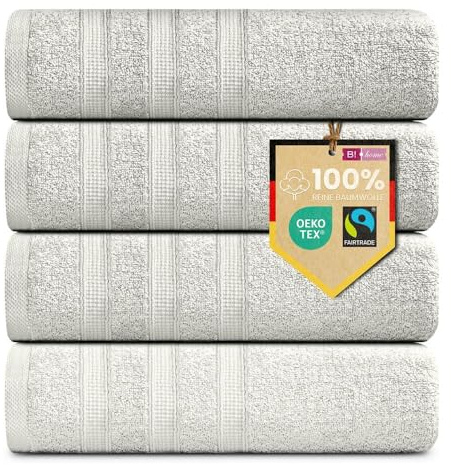 B!HOME 4er Set Premium Handtücher [100% Baumwolle] 50x100 cm, Creme | Handtücher Weich, Saugstark & Pflegeleicht / Handtuch Perfekt für Bad, Gym & Reisen