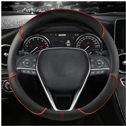 Lenkradabdeckung Lenkradbezug Aus Leder Für Nissan Für X-Trail Für Qashqai Für Rogue 2017 2018 2019 2020 2021 Auto Lenkradbezug(Rot)