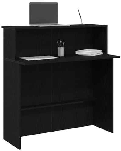 Teenpull Empfangstheke Schwarz 100x50x103,5 cm, Holzwerkstoff, robuster Schreibtisch mit Stauraum, ideal für Büro, Hotel, Salon, Kassentheke