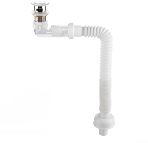 Sink Drain Fitting Kit with Anti-Block Siphon Design, Leak-Proof Silicone Seal & Easy-Clean Removable Trap for Bathroom or Kitchen, Brass and Stainless Steel Construction