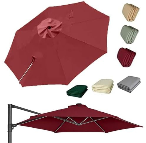 OPOLDBDMAC LARAKVEAKV 3.5m Auvent De Rechange pour Parasol Déporté, Rond Toile De Rechange pour Parasol De Jardin, Housse 8 Baleines Tissu De Rechange pour Parapluie Piscine(Burgundy,3.5m/11.5ft)