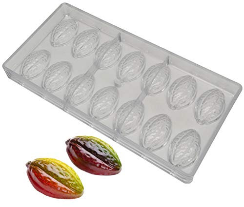 Goldbaking Stampo per cioccolatini a forma di cacao fai da te, in policarbonato, vassoio in plastica