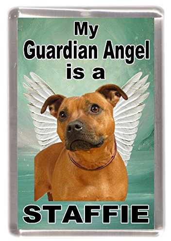 Staffordshire Bull Terrier/Red Staffie Dog Fridge Magnet My Guardian Angel is a Staffie