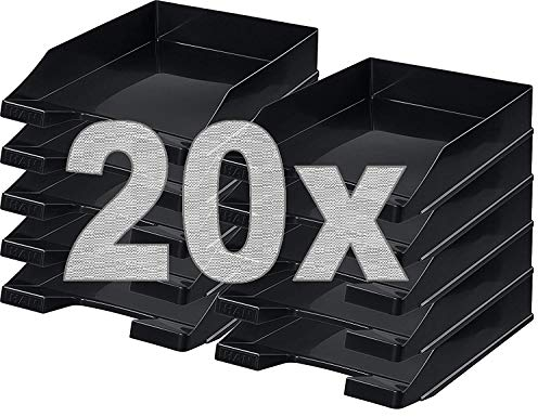 HAN Briefablage KLASSIK 1027-X-13 in Schwarz/Hochwertige, stapelbare Ablage im modernen Design/Für Briefe & Papiere bis Format A4–C4, 20 Stück