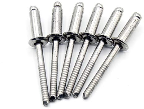 HEAVYTOOL Blindnieten Grip Dorn Ø3,2mm x 8mm (100 Stück) (Klemmbereich 3,0-5,0mm) DIN 7337 A Ähnl. UNI 9200 A EN ISO 1598 Edelstahl V2A 304 Popnieten Nieten Blindniete Edelstahlnieten
