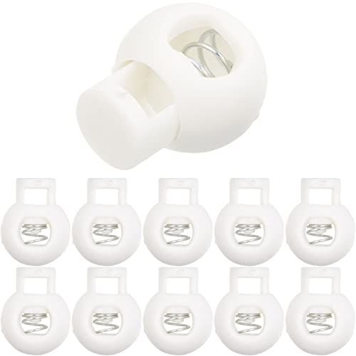 Kordel Stopper, 1-Loch, 10 Stück, in Weiss, für bis Ø 5 mm Kordeln, Band Klemme Jacke, Bekleidung, Rucksack, Gummikordel Stopper, Schnellverschluss Schnürsenkel, Schnur Rutsche, Tanka Kordelstopper