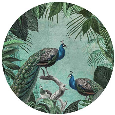 Runde Tapete selbstklebend Shabby Chic Collage Edler Pfau 100x100cm