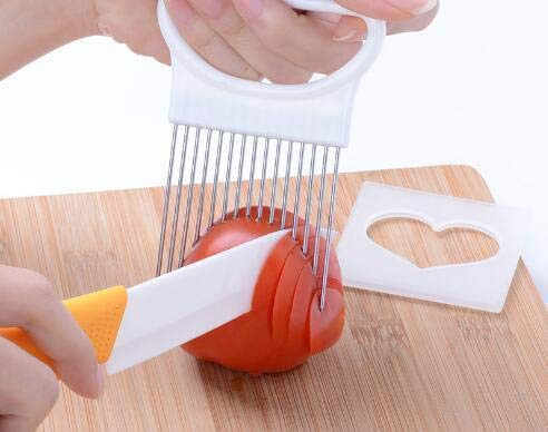 Lankater Küche Gemüse Gadgets Fixer Werkzeuge Edelstahl Zwiebelhalter Cutter Kartoffel Slicer Küchenzubehör Zufällige Farbe