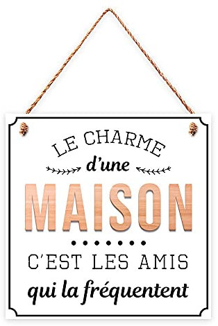 STC Plaque Bois Charme Maison 20x20cms