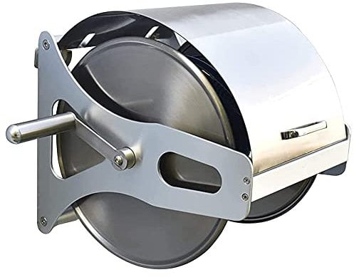 MNSSRN Wandmontierter Schlauch Lagergestell mit Abdeckung, Haushaltsauto Wawing Water Water Set mit Deckel Edelstahl Aluminium-Eimerschlauch Rolle,10m