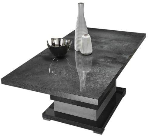 AltoBuy Hoffman - Table Basse à Pied Central Gris Aspect Pierre