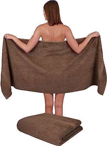 Betz 2 Stück Gold Saunatücher Badetuch XXL Duschtuch Saunatuch Saunahandtuch Set 100% Baumwolle Größe 70 x 200 cm Farbe nuss