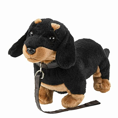 Plüschtier Dackel 28 cm Kuscheltier Hund schwarz-braun mit Leine Uni-Toys Plüschhund Plüschtiere Hunde