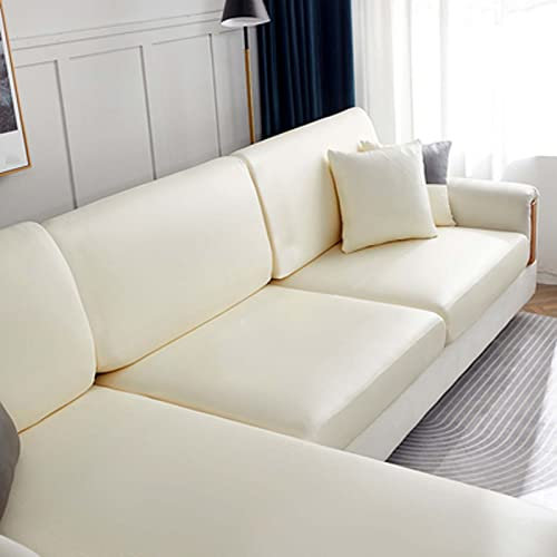 Wasserdichter Kunstleder-Sofabezug, Sofa Sitzkissenbezug Stretch, Elastische Couch Kissenbezüge, Couch Überzug L Form, Husse Überzug Bezug Für Sofa Sitzkissen (beige 2 Seater)