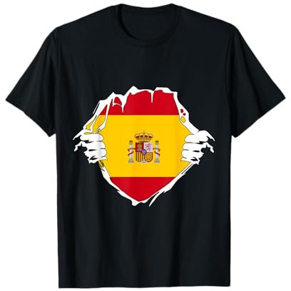 Bandera de España con apertura de dos manos Camiseta