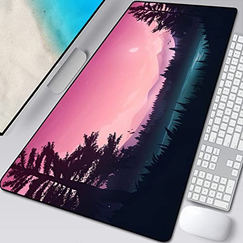 Tapis de Souris Gamer XL Pas Cher 1200x600x3mm Grand Tapis de Souris de Jeu XXL - Base en Caoutchouc Lavable pour Les Joueurs sur Ordinateur, Jungle Coucher de Soleil rivière Paysage