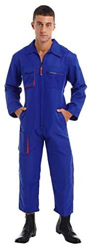 Alvivi Herren Body Overall Arbeitsanzug Arbeiter Mechanisch Arbeitskleidung Arbeitsoverall Jumpsuit für Handwerker M-4XL Aa Royal Blau L