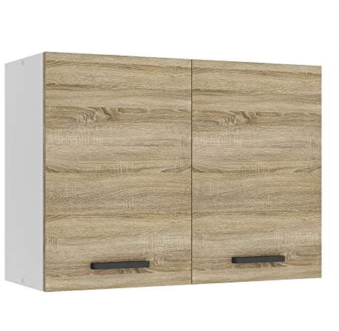 BELINI Meuble Haut Cuisine SG80 I Meubles de Cuisine - Mural, Rangements, 2 Portes I Taille: 29,6 x 80 x 58 cm I Armoire Murale avec Poignée en Métal I Couleur: chêne Sonoma