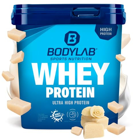 Bodylab24 Whey Protein Pulver, Marzipan, 1kg | Bis zu 24 g Protein pro Portion, hochwertiges Molkenprotein, perfekt löslich, ideal für Protein Shakes rund ums Training