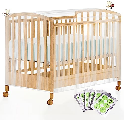 Faburo Zanzariera Lettino Bambini per Passeggino, Seggiolino Auto, Culla e Lettino da Viaggio con 36 pz Repellente(Colore casuale) per Zanzare Su Cerotti per Attività All'aperto, 136 * 60 * 90cm