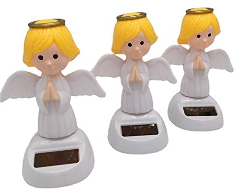 LICHENGTAI 3 pièces Bande Dessinée Ange Voiture Tableau De Bord Déco Intérieur Ornement Voiture, Décoration Tableau Bord Tête Bobble Ange Figurine Solaire Voiture pour Garniture du Cadran Automobile