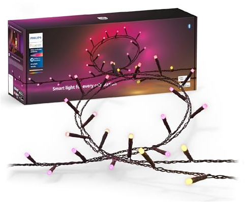 Philips Hue Festavia Lichterkette, White & Color Ambiance, dimmbar, 500 Mini LEDs, 40 m Länge, wasserdicht, kompatibel mit Amazon Alexa (Echo & Echo Dot)