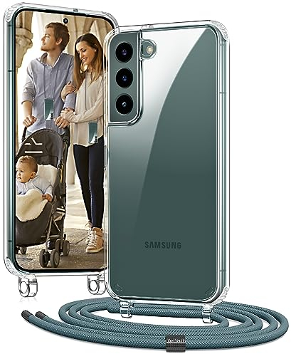 Vaykwo Handykette für Samsung Galaxy S22 6.1 Zoll Hülle mit Band - Necklace Handyhülle - Transparente Case zum Umhängen mit Kameraschutz und Bildschirmschutz - Grün