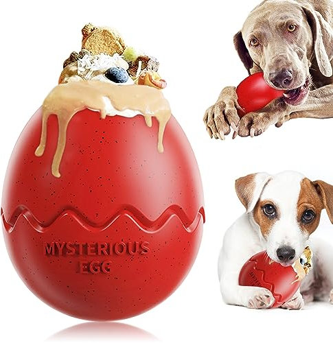 vsshe Hundefutter Ball,Naturkautschuk Classic Hundespielzeug Hund Treat Spender Dino Egg Futterball Kauspielzeug Hundespielzeug Kauen Jagen und Slow Food für Kleine Mittelgroße und Große Hunde
