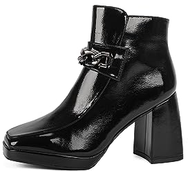 QUEEN HELENA Tronchetti con Tacco Stivaletti Donna ZM9537 (Nero, Numeric_35)