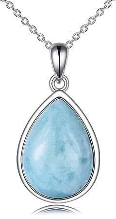 POPLYKE Larimar Halskette für Frauen Sterling Silber Teardrop Halskette Larimar Schmuck Geschenk für Mädchen (larimar)