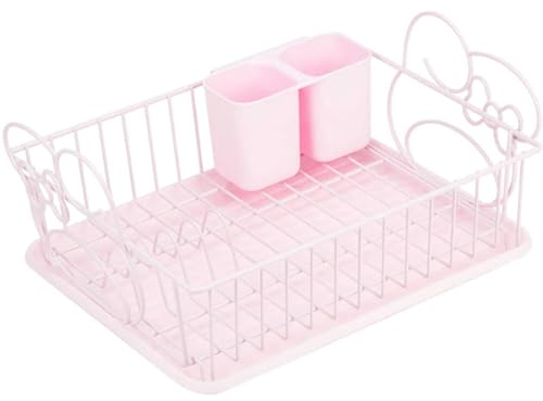 ZUMAHA Nuevo Estante de Secado de Platos de Metal con escurridor, Soporte para Utensilios para mostrador de Cocina, Accesorios multifuncionales para el hogar, Ahorro de Espacio, Rosa Escurreplatos
