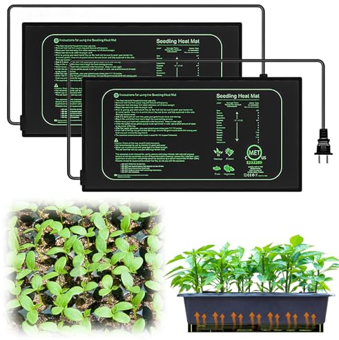 2 Piezas Alfombrilla Térmica Duradera Esterilla Calefactora Estera Térmica De Plántulas Propagador De Invernadero 21 W Propagadores Calentados para Semillas, Germinación, Hidroponía (25 * 52.5cm)