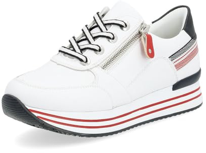 Remonte Damen Low-Top Sneaker D1312, Frauen Halbschuhe,lose Einlage,Laufschuhe,Freizeit,sportlich,straßenschuhe,Strassenschuhe,Weiss Kombi (82),38 EU