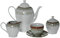 DRW Juego de café de Porcelana Cachemir Marron 15 Piezas con Tetera 6 Tazas con Plato. lechera y azucarero Cafetera: 22x22x13 cm Taza: 7x7x8 cm, Multicolor, estandar