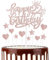 Happy 22th Birthday Cake Toppers, Rose Gold Cake Cupcake Toppers for Cake, Glitter Heart Stars Cake Toppers, Birthday Gift, Personalised Cake Toppers for Women Girls 22th Birthday Cake Decorations