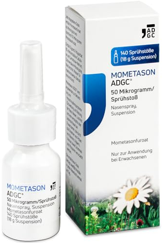 MOMETASON ADGC® 18g – Heuschnupfenspray m. 140 Sprühstößen – Nasenspray zur Linderung von Allergie Symptomen wie Schnupfen, verstopfter, laufender Nase, Juckreiz und Niesen - macht nicht müde