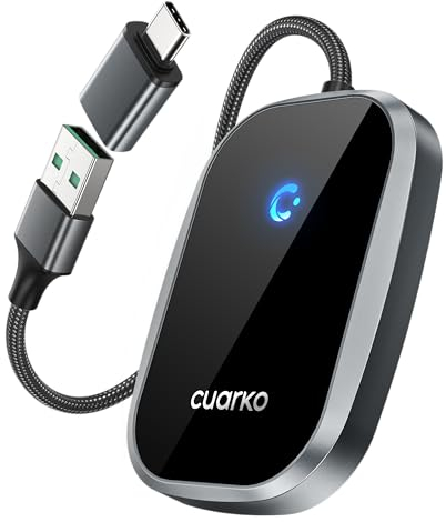Android Auto Wireless Adapter, Cuarko 2024 NFC Bluetooth 5.3 Wireless Android Auto Adapter für Autos mit kabelgebundenem Android Auto und Smartphones mit Android 12+, Plug & Play, OTA-Unterstützung