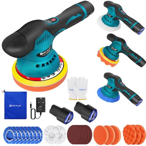 Cordless Buffer Polisher Car Polisher Buffer Machine Cordless Polisher with 2PCS 2.0Ah Batteries, 8 Variable Speed, Car Polishing Kit Car Buffers and Polishers Kit for Car Detailing/Polishing/Waxing