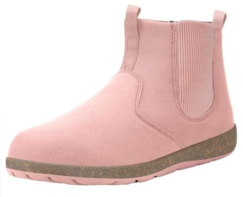 Eagsouni Chelsea Boots Herren Damen Klassische Stiefel Winter Warm gefütterte Stiefeletten Kurzschaft Booties rutschfeste Winterstiefel Freizeitschuhe,Rosa,40 EU