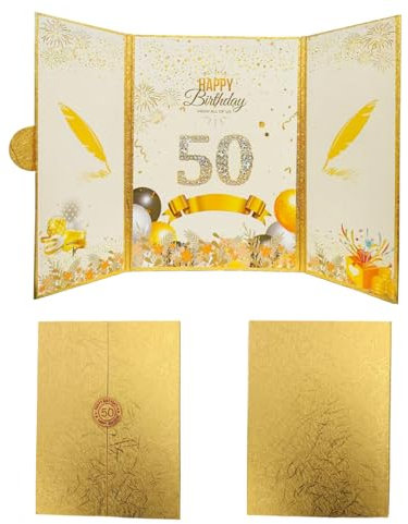 Geburtstagskarte 50 Jahre Mann Frau,50 geburtstag karte, Geburtstagsgeschenk für Männer Frauen Mama Papa zum 50, Geschenke zum 50 Geburtstag Mann Frau,Gästebuch Geburtstag für Deko 50 Geburtstag