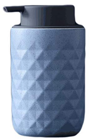 CRBUDY Distributeur de Savon en céramique de 12,3 oz, Distributeur de Savon Liquide Rechargeable pour Salle de Bain, Cuisine, etc. Distributeur de Savon à Double Usage (Bleu B)