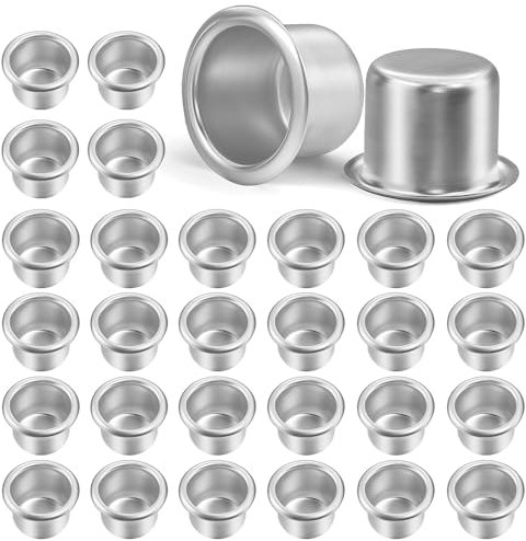 Aongray 20mm Kerzenhalter für Stabkerzen Silber,30 Stück Kerzentüllen Metall Klein,Teelichte,Klein Kerzeneinsatz Tafelkerzen für deko Wohnzimmer,Schlafzimmer,tischdeko,deko Weihnachten,Vintage deko